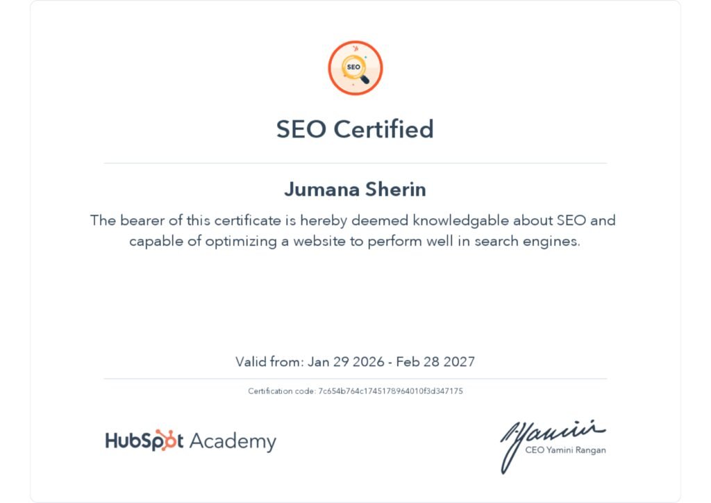 seo certificate